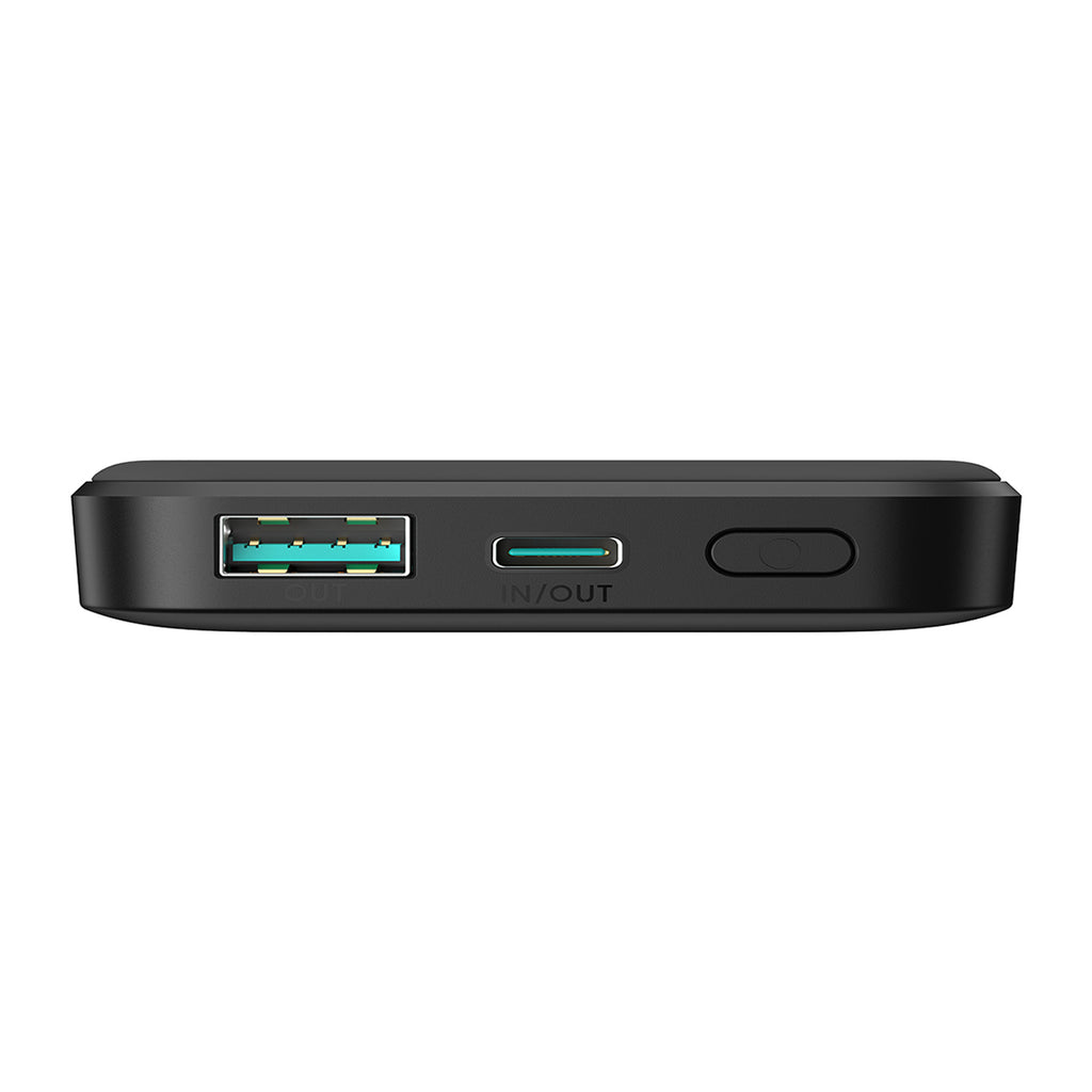 Joyroom Išorinė baterija JR-W020 Mini 5000mAh USB-A USB-C indukcinė 20W - juoda + USB-C / USB-C laidas