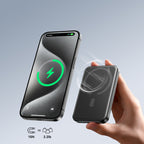 Joyroom Išorinė baterija JR-W020 Mini 5000mAh USB-A USB-C indukcinė 20W - juoda + USB-C / USB-C laidas