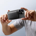 Joyroom Išorinė baterija JR-W020 Mini 5000mAh USB-A USB-C indukcinė 20W - juoda + USB-C / USB-C laidas