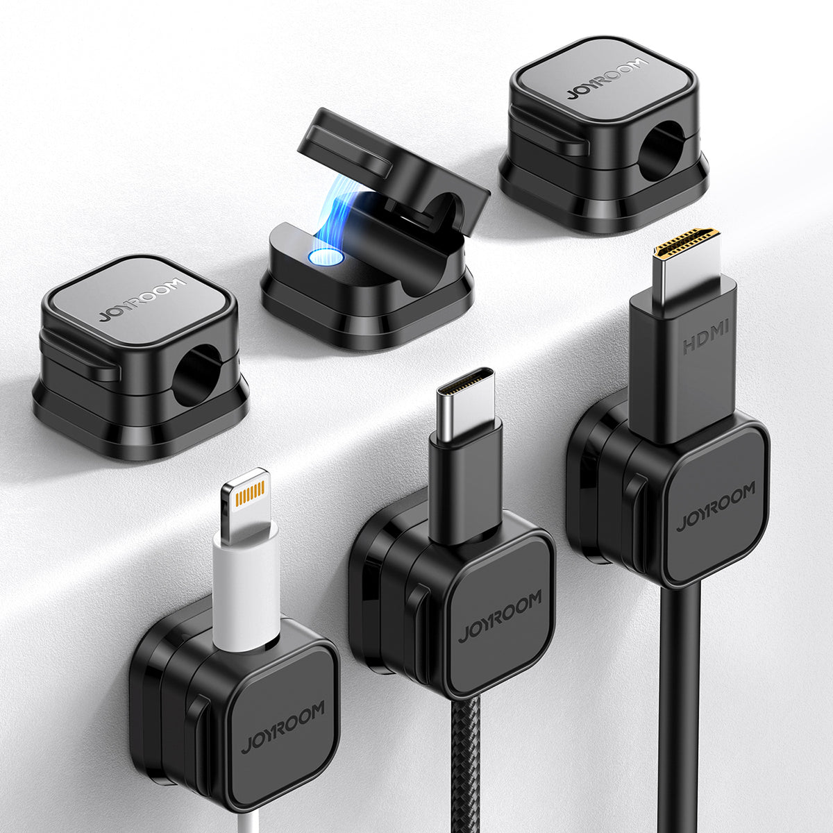 Joyroom JR-ZS368 magnetinis kabelių organizatorius - juodas (6 vnt.) -- Uncategorized