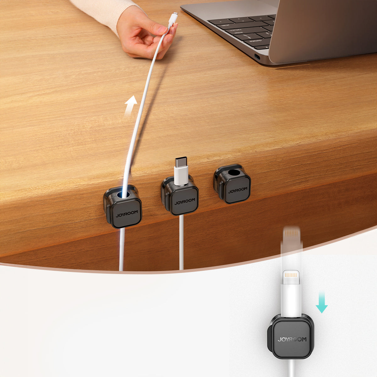 Joyroom JR-ZS368 magnetinis kabelių organizatorius - juodas (6 vnt.) -- Uncategorized