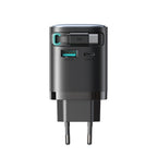 Joyroom JR-TCL02 65W USB-A USB-C GaN įkroviklis su integruotu USB-C laidu - juodas