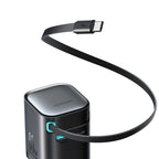 Joyroom JR-TCL02 65W USB-A USB-C GaN įkroviklis su integruotu USB-C laidu - juodas