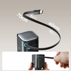 Joyroom JR-TCL02 65W USB-A USB-C GaN įkroviklis su integruotu USB-C laidu - juodas