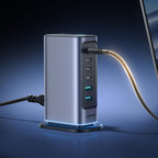 Joyroom JR-TCM02 Multiport GaN įkroviklis 65W EU 4x USB-C 2x USB-A - tamsiai pilkas