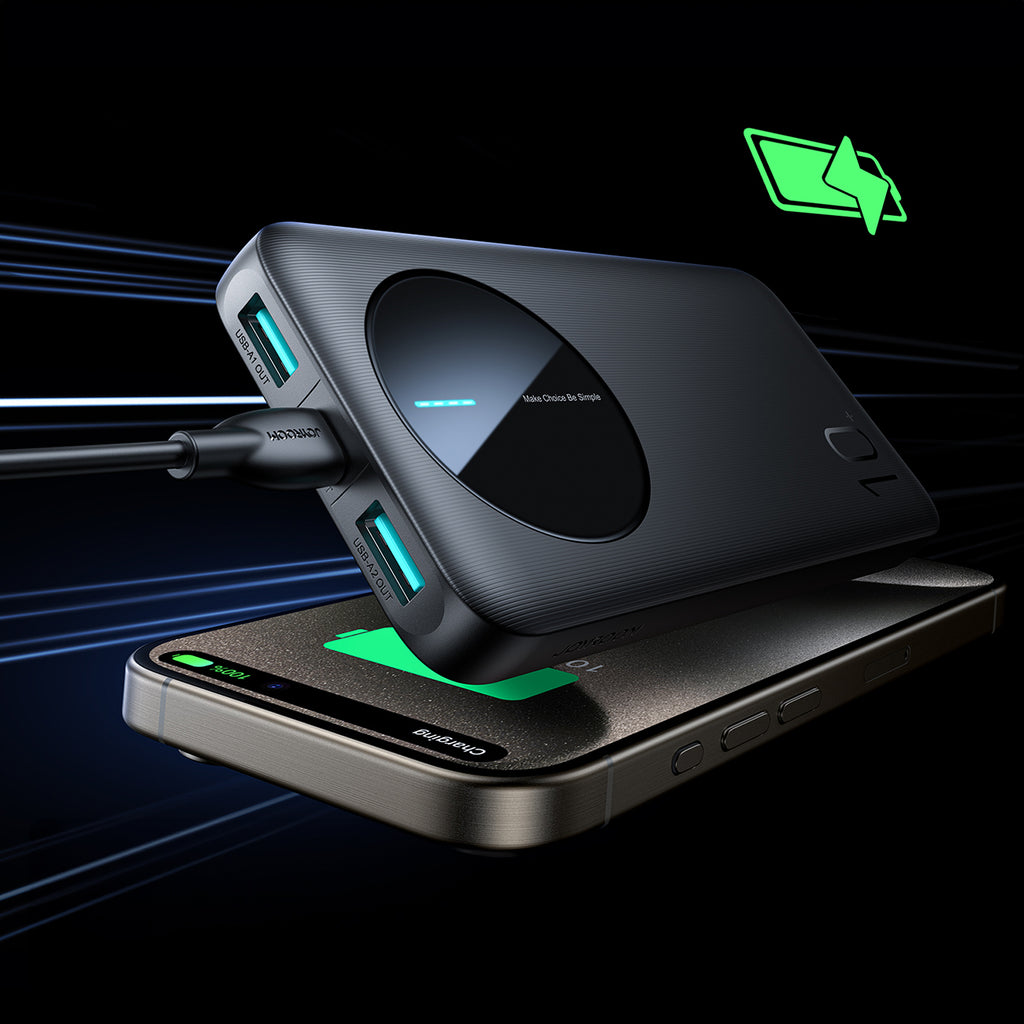 Joyroom Išorinė baterija JR-PBF12 10000mAh 2.4A 2x USB-A 1x USB-C - juoda