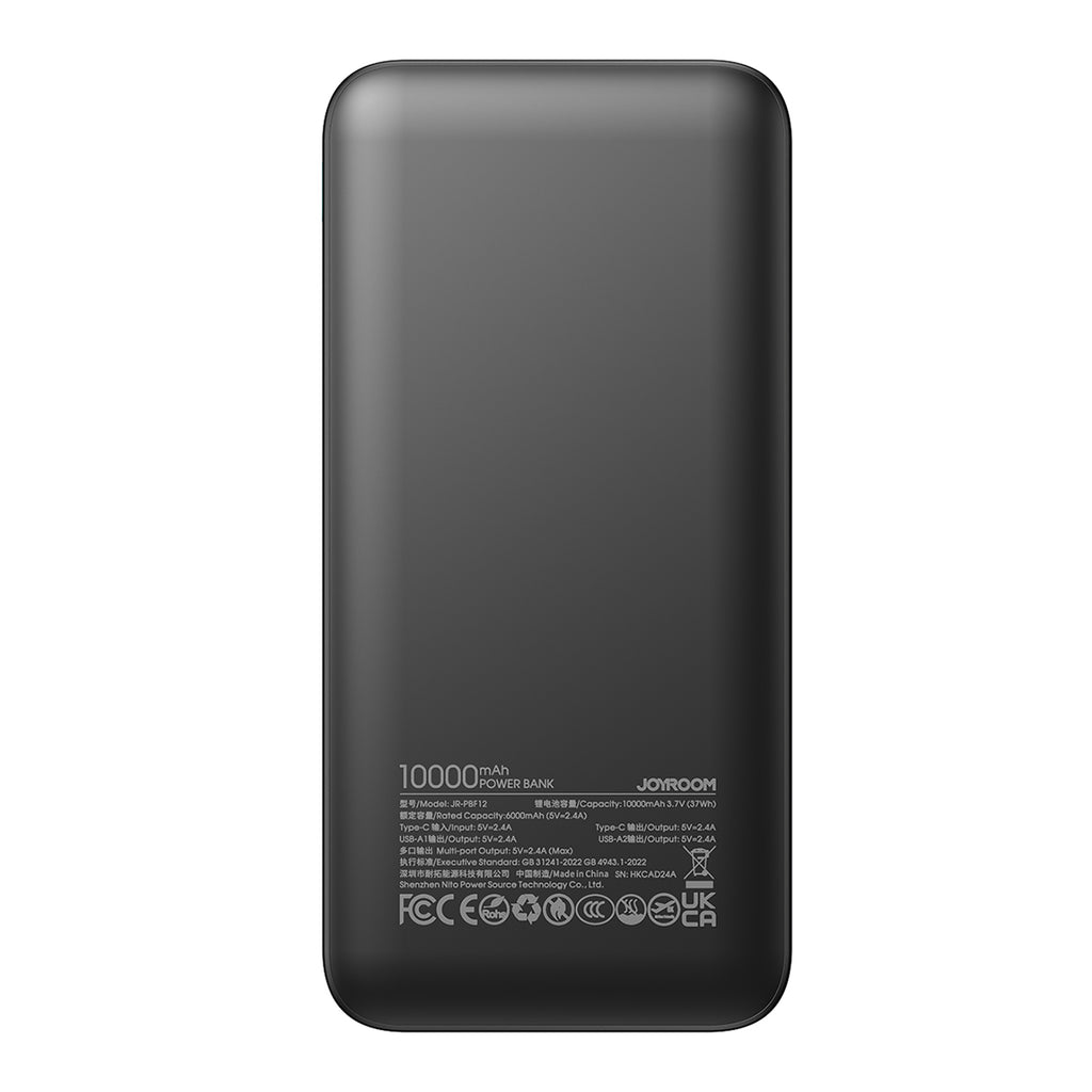 Joyroom Išorinė baterija JR-PBF12 10000mAh 2.4A 2x USB-A 1x USB-C - juoda