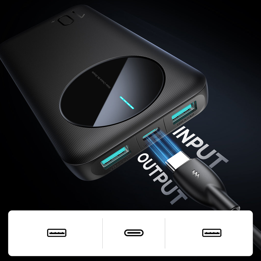 Joyroom Išorinė baterija JR-PBF12 10000mAh 2.4A 2x USB-A 1x USB-C - juoda