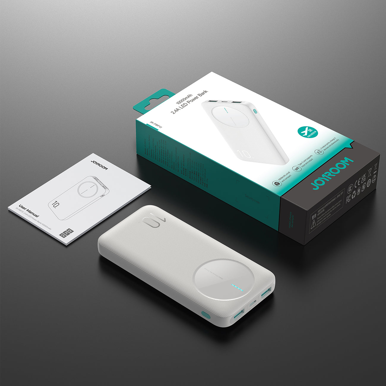 Joyroom Išorinė baterija JR-PBF12 10000mAh 2.4A 2x USB-A 1x USB-C - balta