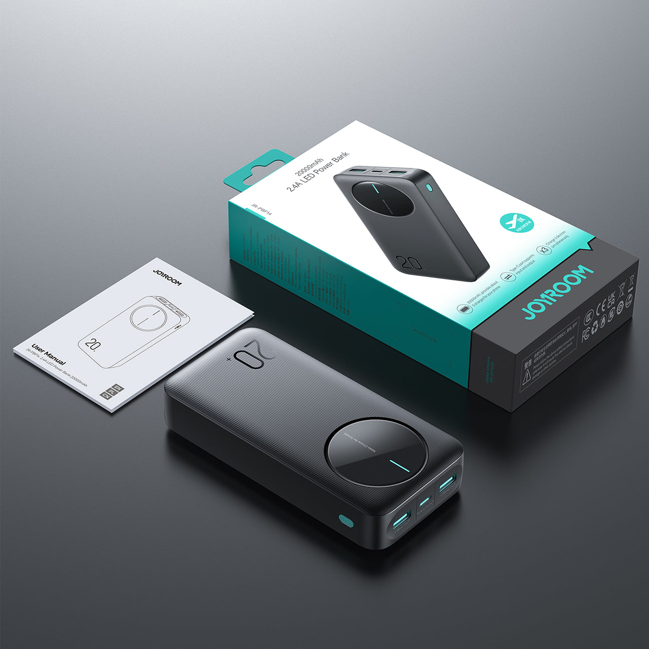 Joyroom Išorinė baterija JR-PBF14 20000mAh 2.4A 2x USB-A 1x USB-C - juoda