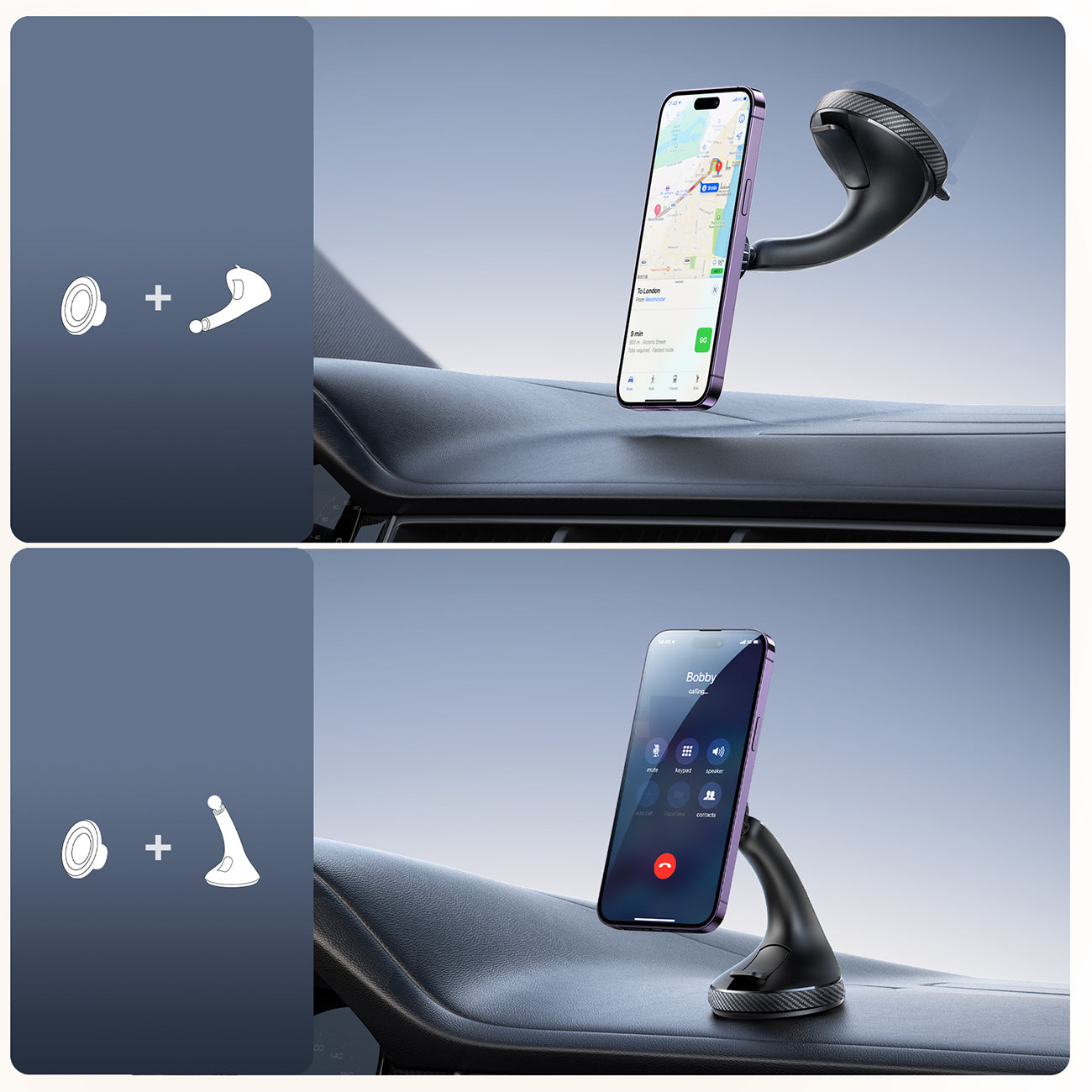 Joyroom magnetinis automobilinis laikiklis JR-ZS406 priekinam stiklui / kokpitui, juodas