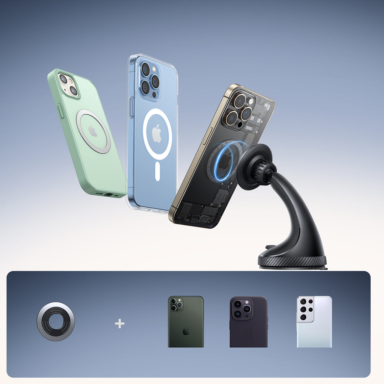 Joyroom magnetinis automobilinis laikiklis JR-ZS406 priekinam stiklui / kokpitui, juodas