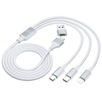 3mk Hyper Cable 3in1 USB-A – USB-C / USB-C – micro USB – Lightning 1,5m – balta