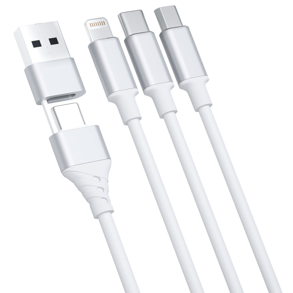 3mk Hyper Cable 3in1 USB-A – USB-C / USB-C – micro USB – Lightning 1,5m – balta