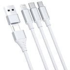 3mk Hyper Cable 3in1 USB-A – USB-C / USB-C – micro USB – Lightning 1,5m – balta