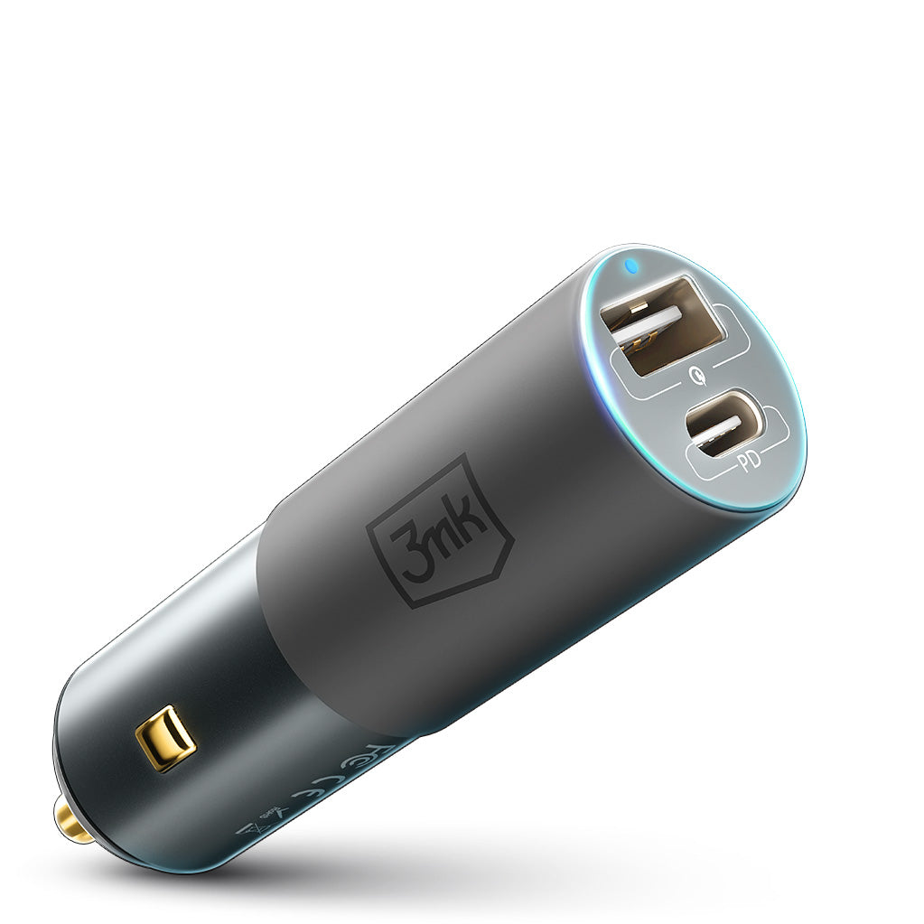 3mk Hyper Car Charger USB-C USB-A 100W – sidabrinis