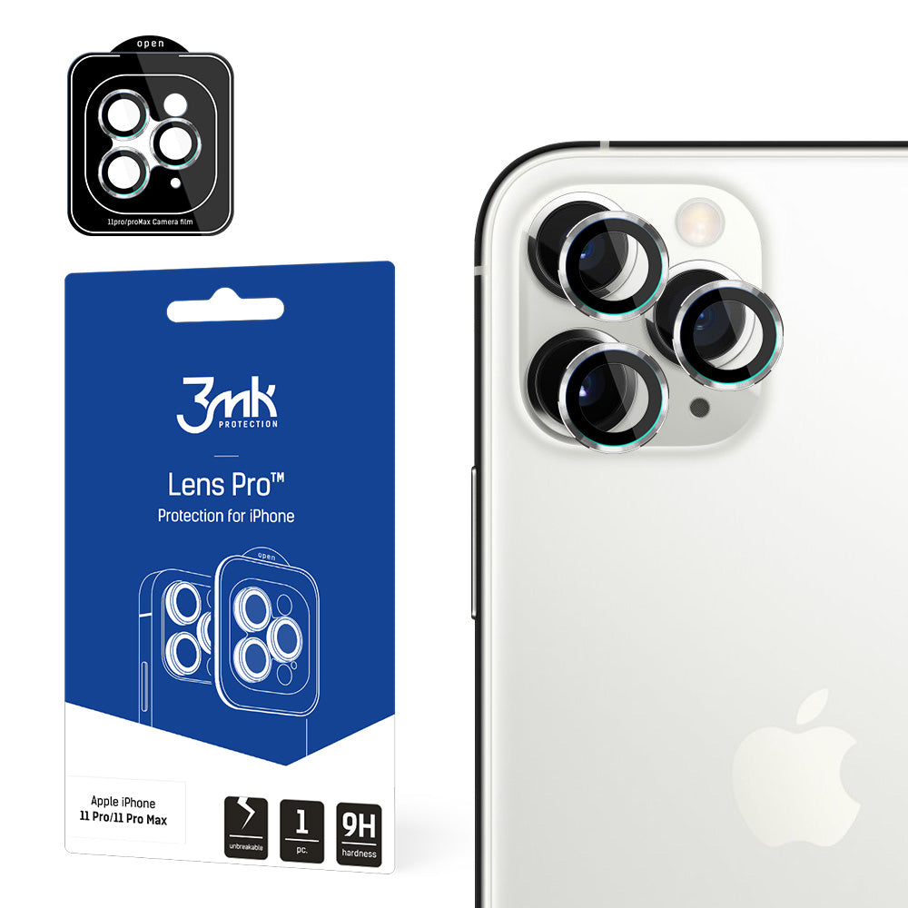 3mk Lens Protection Pro kameros dangtelis, skirtas iPhone 11 Pro / 11 Pro Max – sidabrinis -- iPhone 11 Pro