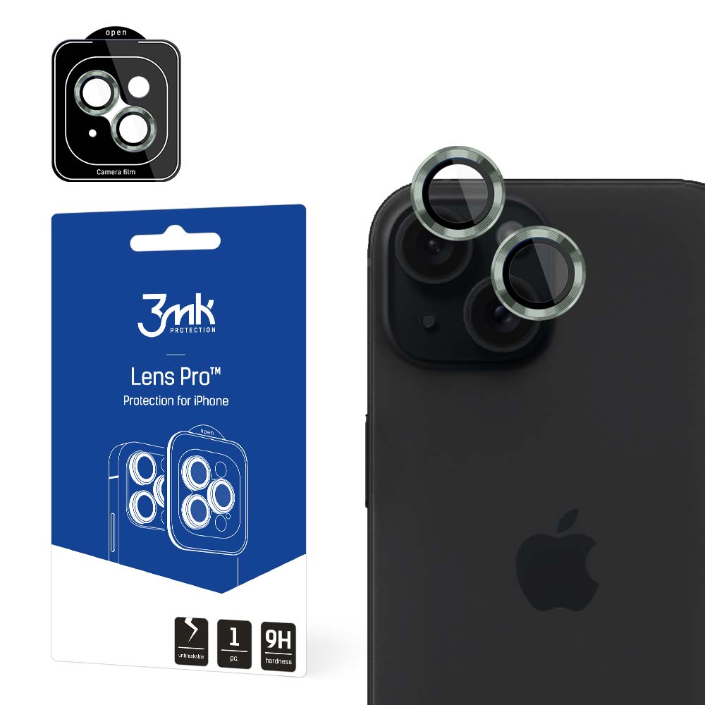 3mk Lens Protection Pro fotoaparato dangtelis, skirtas iPhone 15 – žalias
