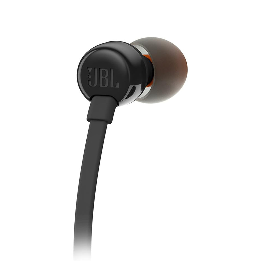 JBL Tune 110 į ausis įdedamos ausinės su 3,5 mm mini lizdu ir nuotolinio valdymo pulteliu – juodos -- Headphones