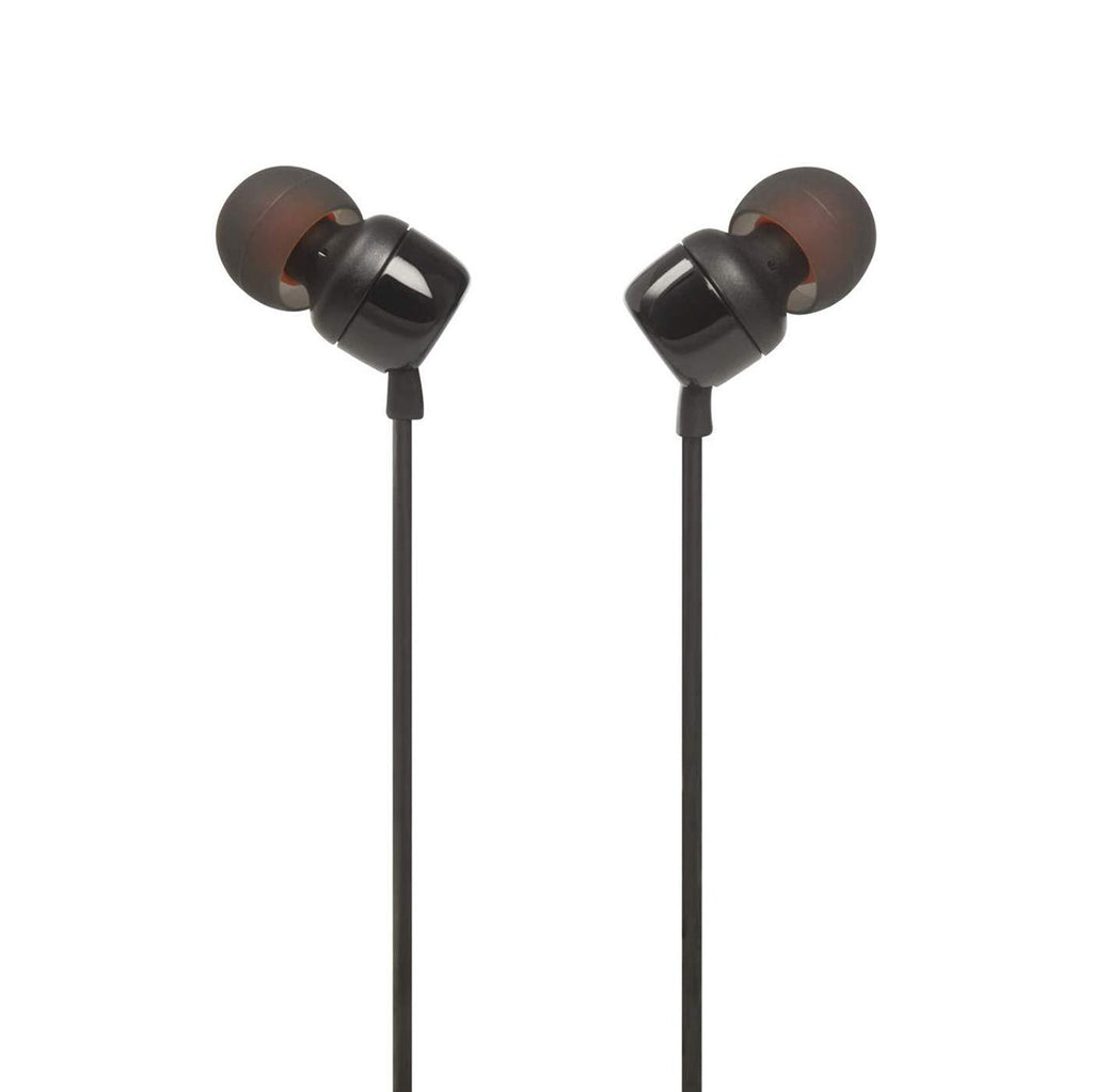 JBL Tune 110 į ausis įdedamos ausinės su 3,5 mm mini lizdu ir nuotolinio valdymo pulteliu – juodos -- Headphones