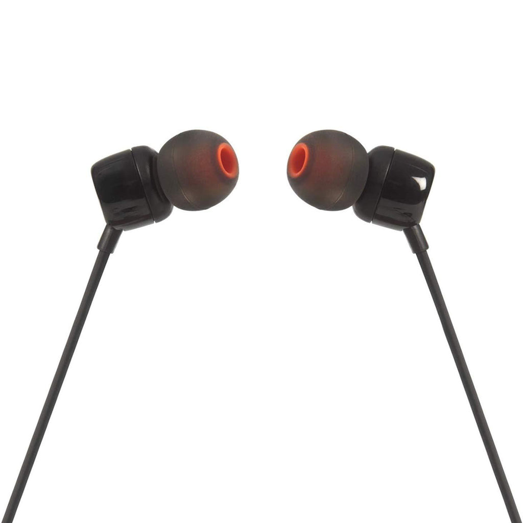 JBL Tune 110 į ausis įdedamos ausinės su 3,5 mm mini lizdu ir nuotolinio valdymo pulteliu – juodos -- Headphones