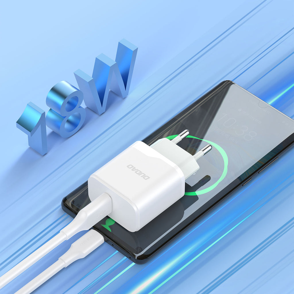 Dudao A20EU USB-A 18W tinklo įkroviklis - baltas