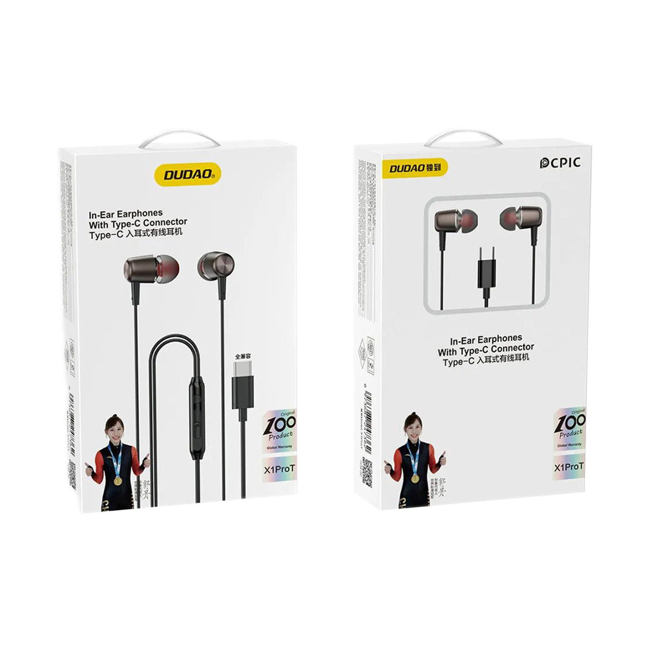 Dudao X1PROT In-Ear laidinės USB-C ausinės 1,2 m - juodos
