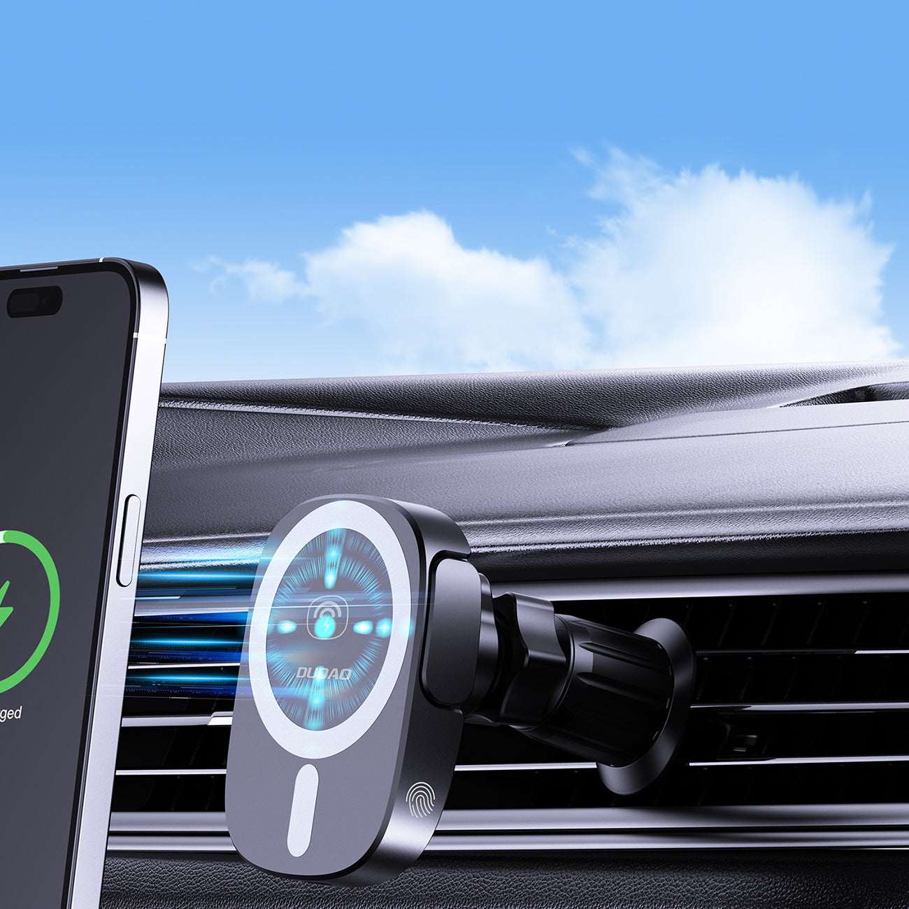 Dudao automobilinis telefono laikiklis FW11 su 15W indukciniu įkrovikliu oro angoms / kokpitui, juodas