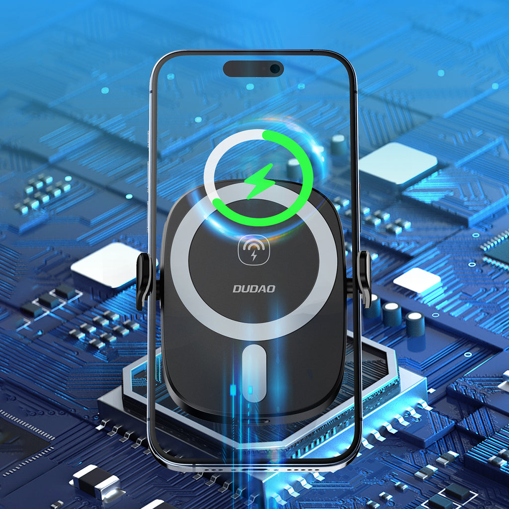 Dudao automobilinis telefono laikiklis FW11 su 15W indukciniu įkrovikliu oro angoms / kokpitui, juodas