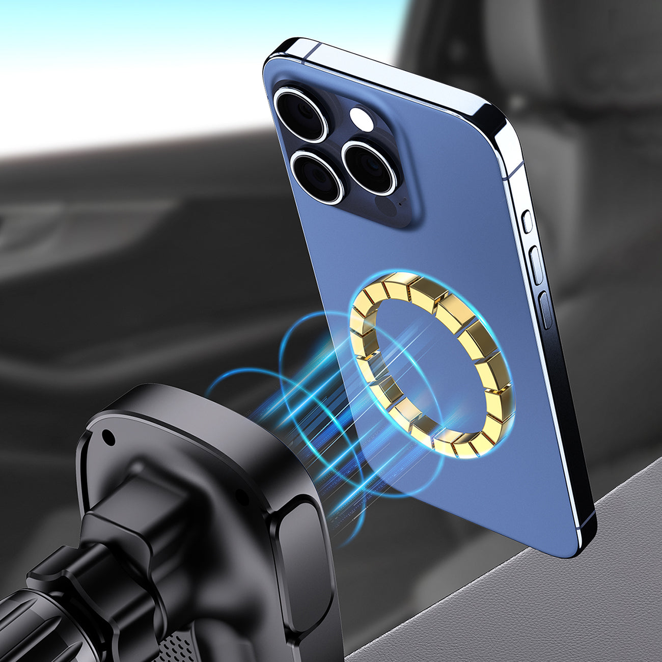 Dudao automobilinis telefono laikiklis FW11 su 15W indukciniu įkrovikliu oro angoms / kokpitui, juodas