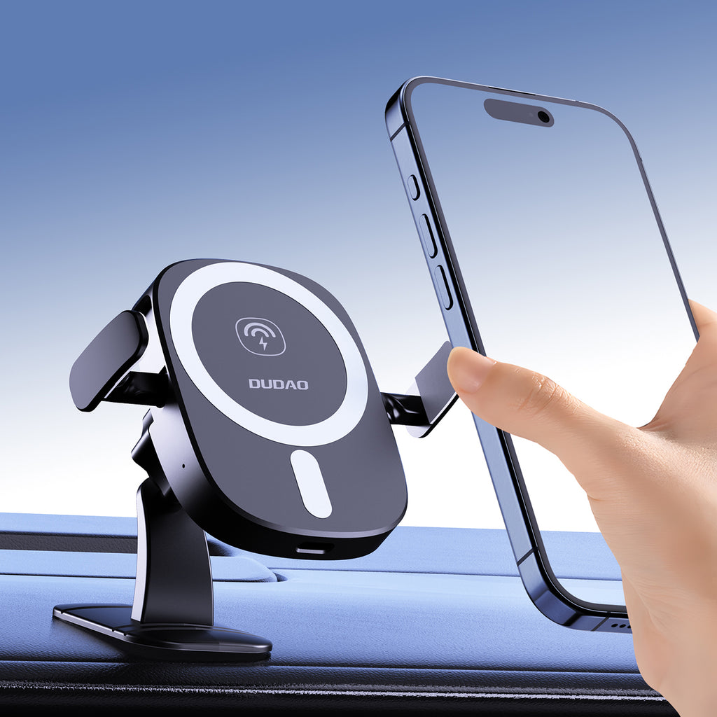 Dudao automobilinis telefono laikiklis FW11 su 15W indukciniu įkrovikliu oro angoms / kokpitui, juodas