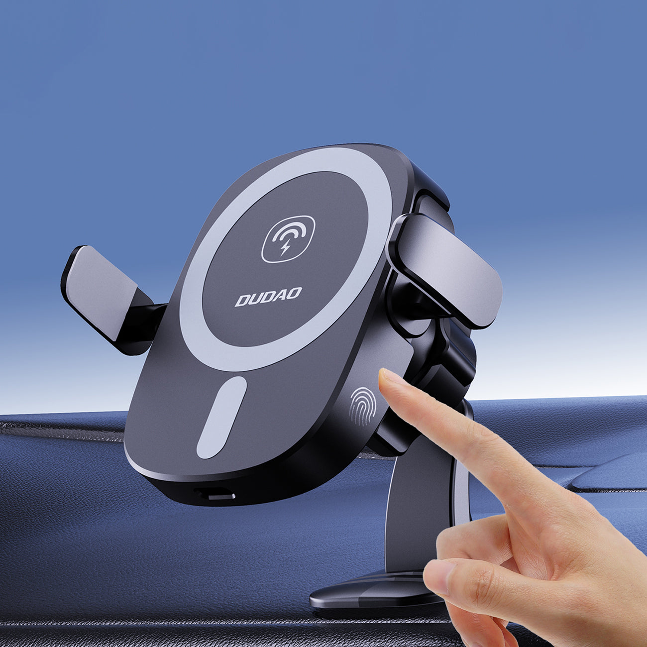 Dudao automobilinis telefono laikiklis FW11 su 15W indukciniu įkrovikliu oro angoms / kokpitui, juodas