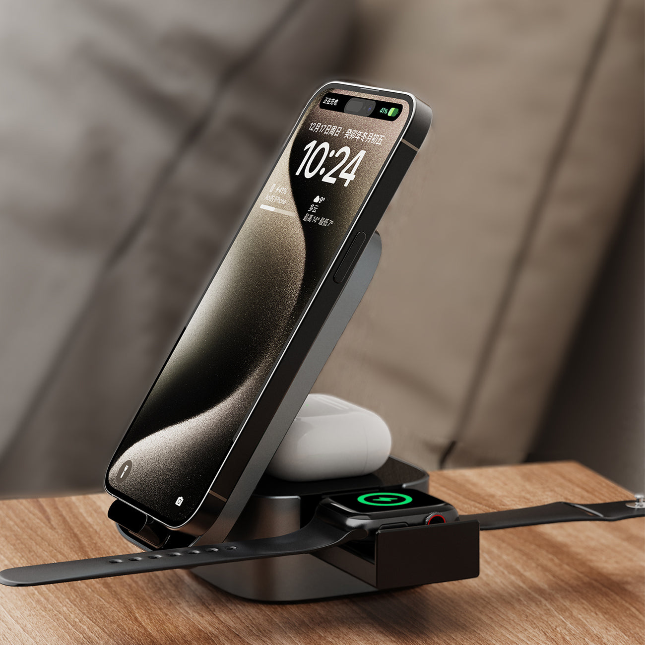 Dudao A11Pro+ 15W 3in1 indukcinis įkroviklis telefonui/išmaniajam laikrodžiui/ausinėms - juodas