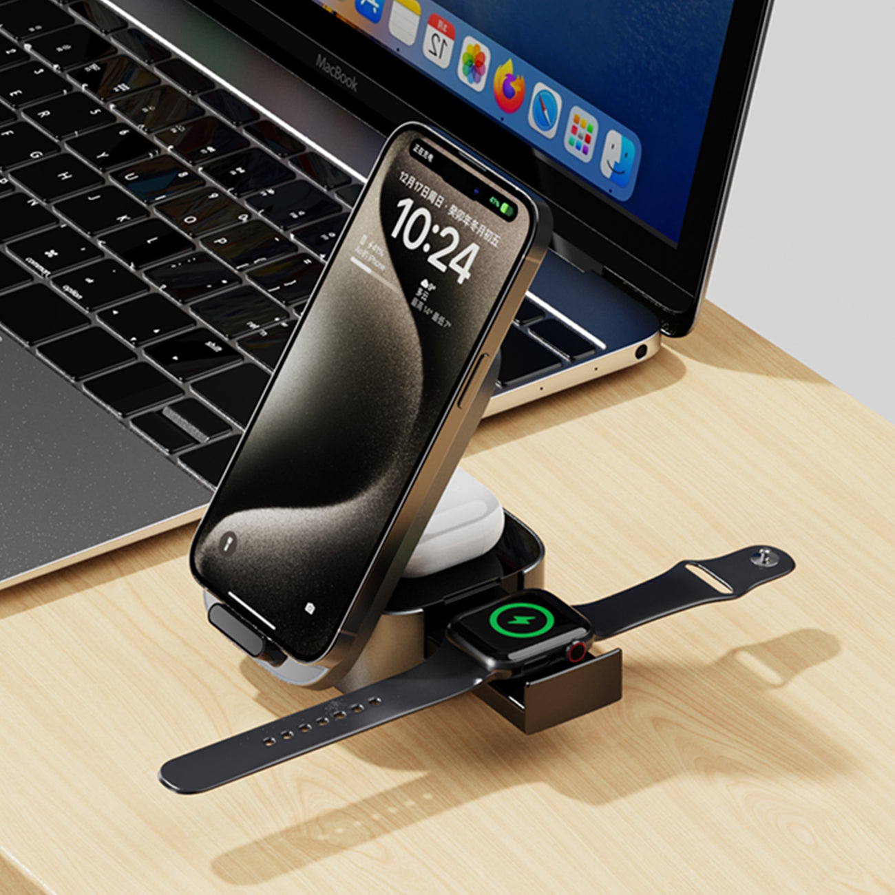 Dudao A11Pro+ 15W 3in1 indukcinis įkroviklis telefonui/išmaniajam laikrodžiui/ausinėms - juodas