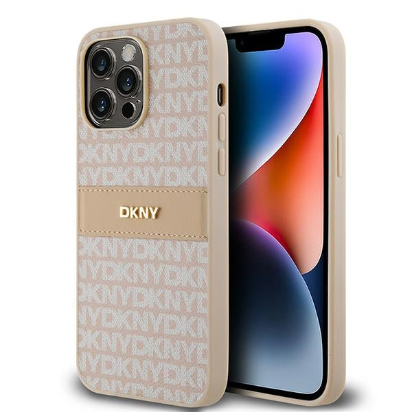DKNY dėklas iPhone 14 Pro – rožinis, eko oda