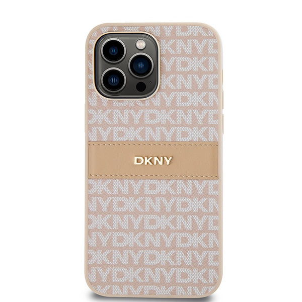 DKNY dėklas iPhone 14 Pro – rožinis, eko oda