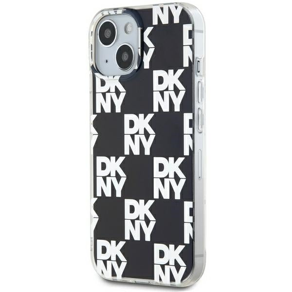DKNY IML Checkered Mono Pattern dėklas iPhone 15/14/13 – juodas -- iPhone 15