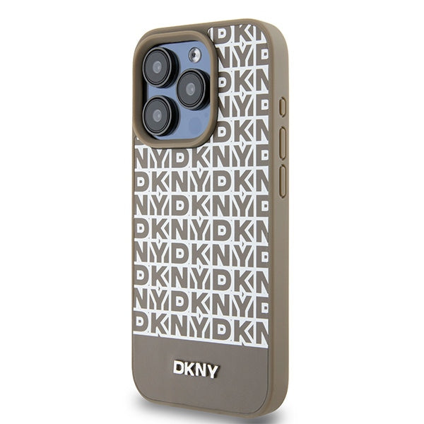 DKNY MagSafe dėklas iPhone 15 Pro – rudas