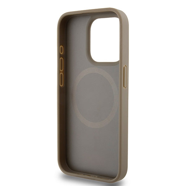 DKNY MagSafe dėklas iPhone 15 Pro – rudas