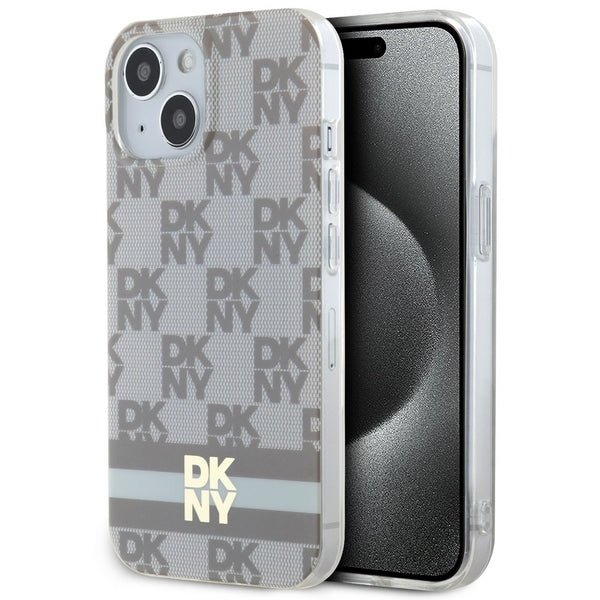 DKNY MagSafe dėklas iPhone 15 Plus / 14 Plus – smėlinis