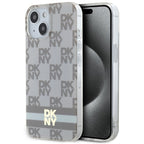 DKNY MagSafe dėklas iPhone 15 Plus / 14 Plus – smėlinis