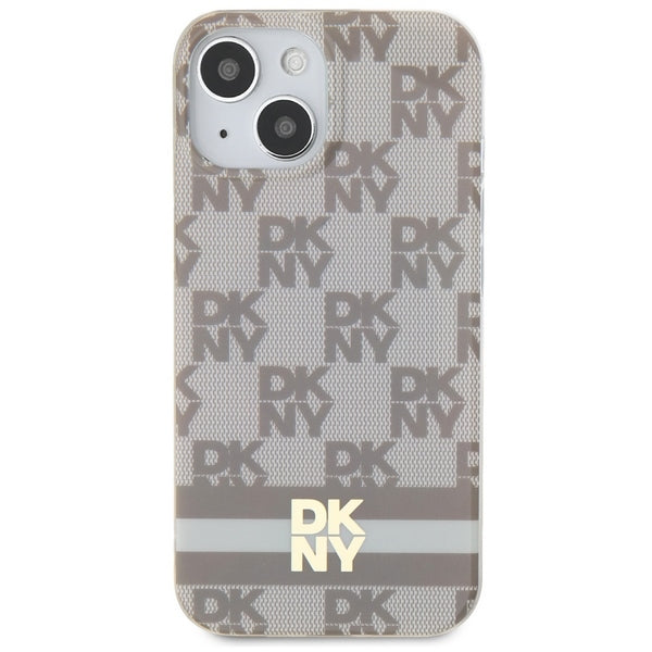 DKNY MagSafe dėklas iPhone 15 Plus / 14 Plus – smėlinis