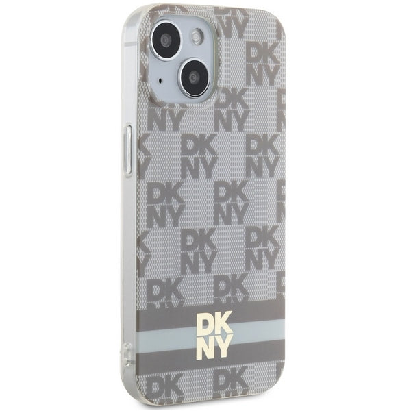 DKNY MagSafe dėklas iPhone 15 Plus / 14 Plus – smėlinis