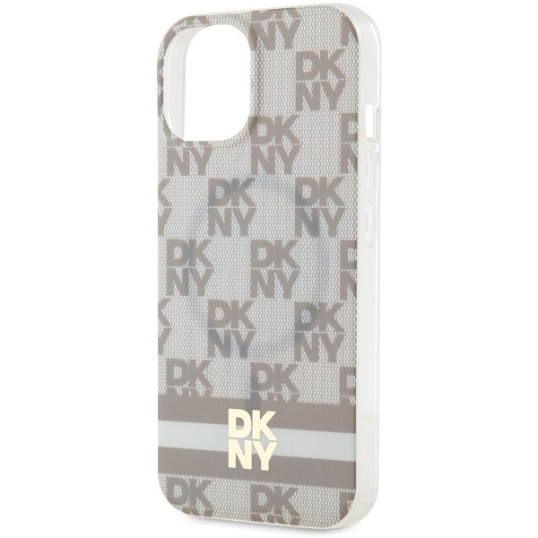 DKNY MagSafe dėklas iPhone 15 Plus / 14 Plus – smėlinis