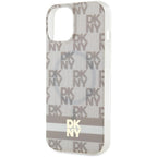 DKNY MagSafe dėklas iPhone 15 Plus / 14 Plus – smėlinis