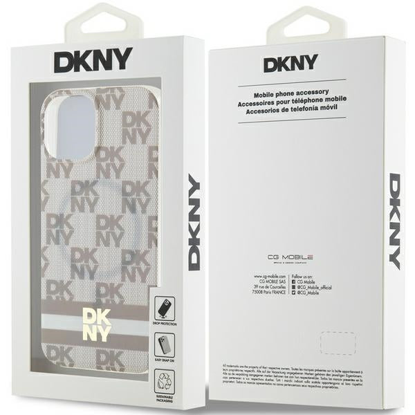 DKNY MagSafe dėklas iPhone 15 Plus / 14 Plus – smėlinis