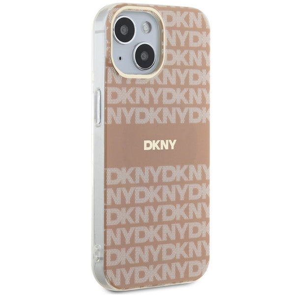 DKNY IML Mono & Stripe MagSafe dėklas iPhone 15 Plus / 14 Plus – rožinis