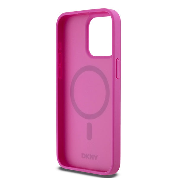 DKNY odinis MagSafe dėklas iPhone 15 Pro Max – rožinis