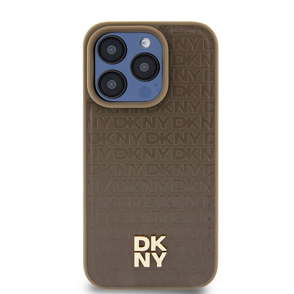 DKNY MagSafe dėklas iPhone 15 Pro Max – rudas