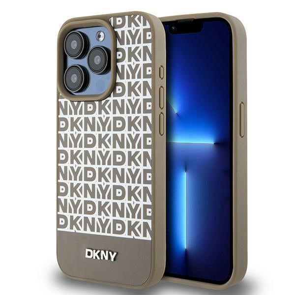 DKNY MagSafe dėklas iPhone 15 Pro Max – rudas